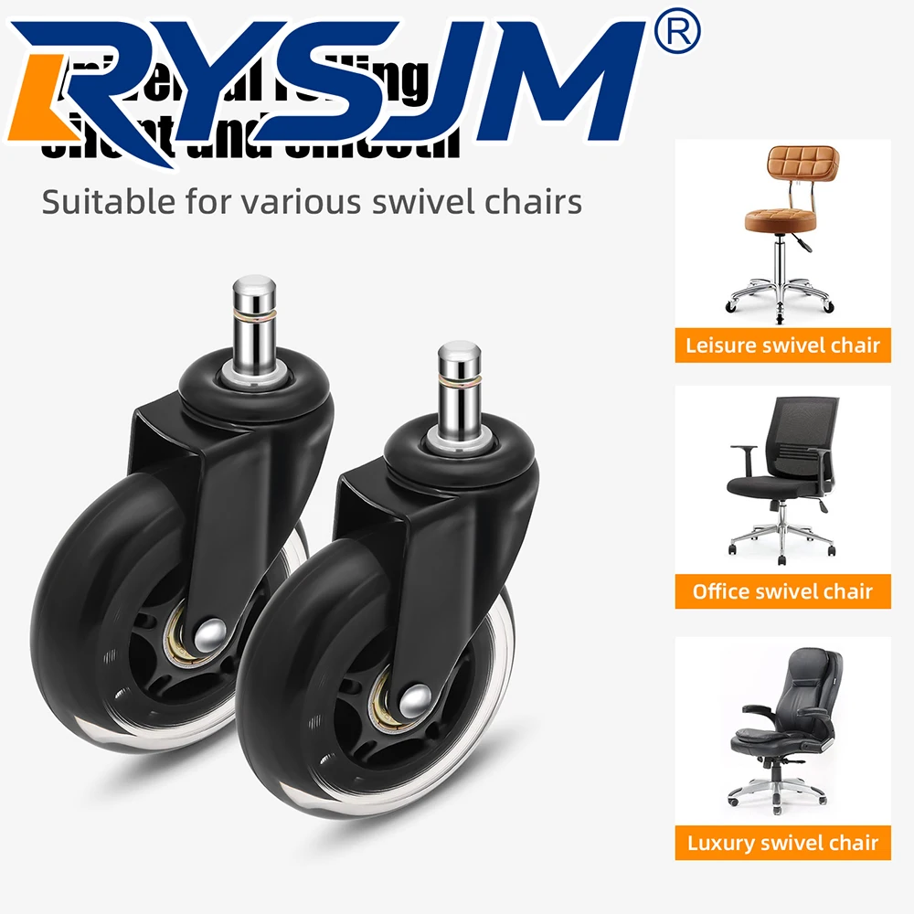1PCS Office Chair Caster Wheels 10MM 11MM Swivel Rubber Caster Wheels Replacement Soft Safe Rollers Furniture Hardware Boat Part