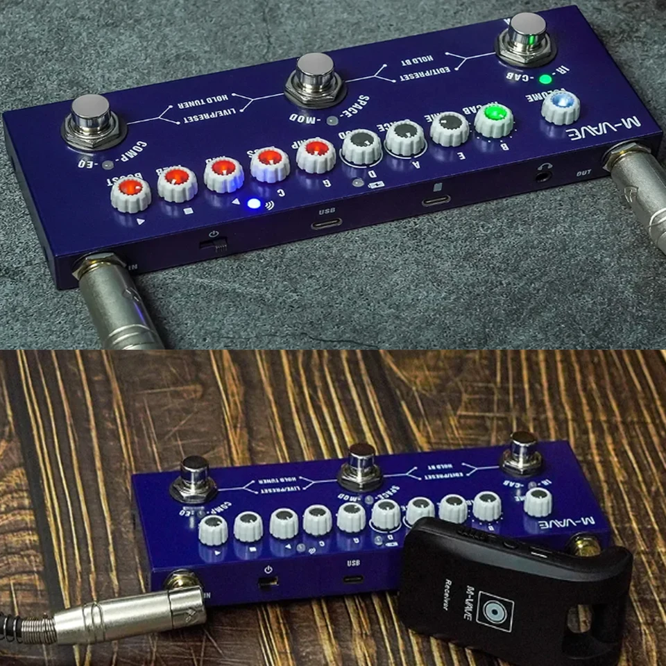 M-VAVE TANK G V2 Pédale Multi-Effets Guitare Numérique - Réverb, Delay, Mod, Ampli Intégré Batterie Rechargeable