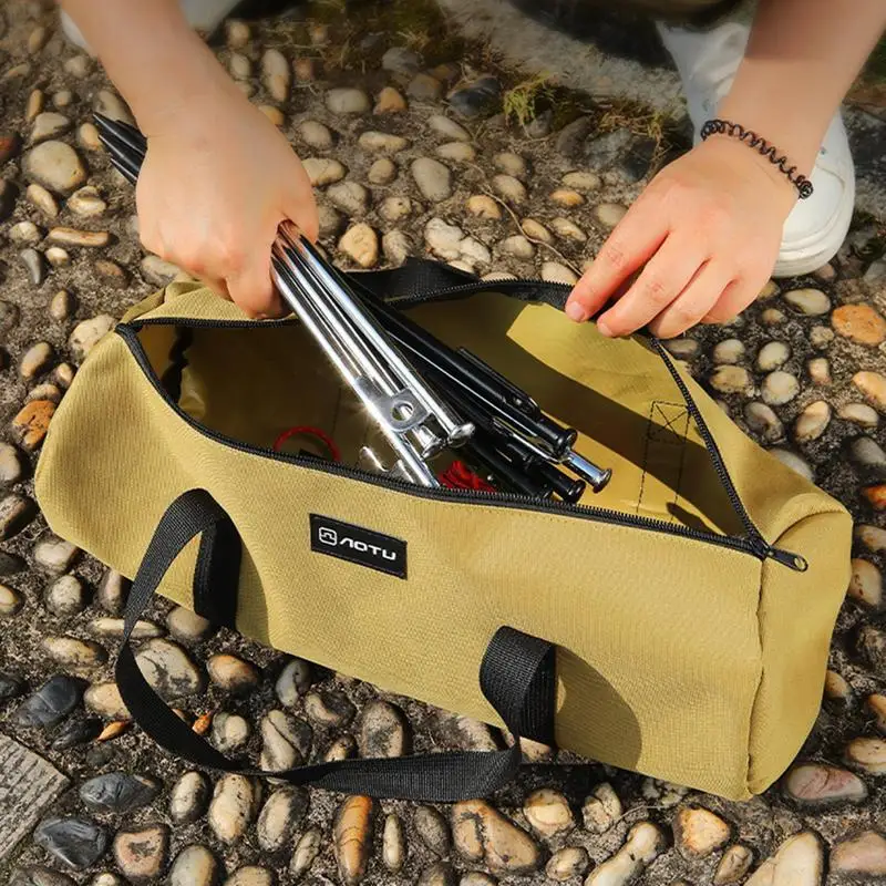 Tent Stake Bag Canvas Camping Tent Peg Pouch Handbag Long Ground Nail Storage Bags Portable Outdoor Survival Tools Organizer