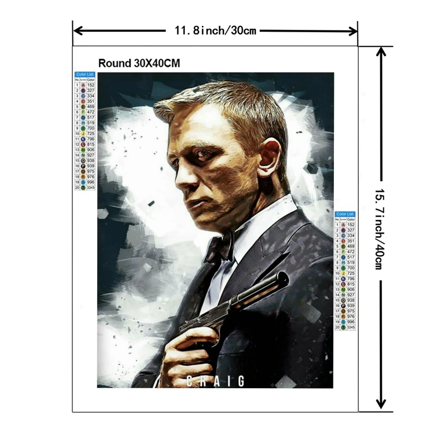 Classic Film Jame Bond 007 Diamond Painting Full Drills Sean Connery And Daniel Craig Portrait Art Cross Stitch Home Decor