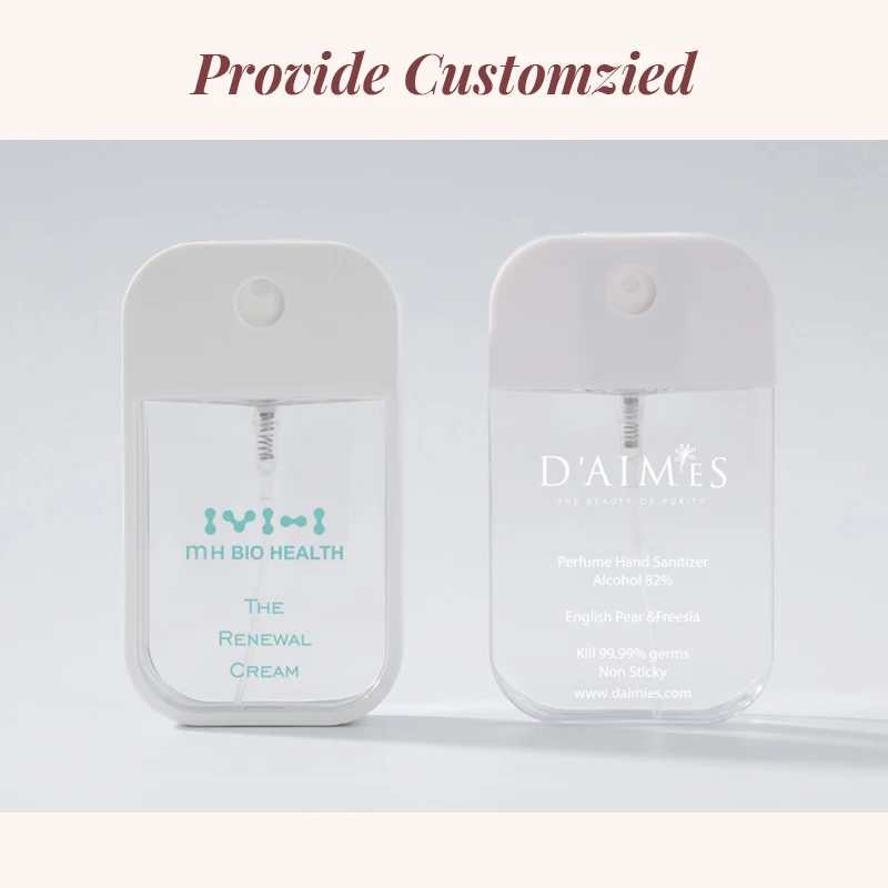 Custom Logo Portable Spray Bottle Fine Mist Card Type Alcohol Disinfectant Hand Sanitizer 45/50ml Epidemic Prevention Supplies