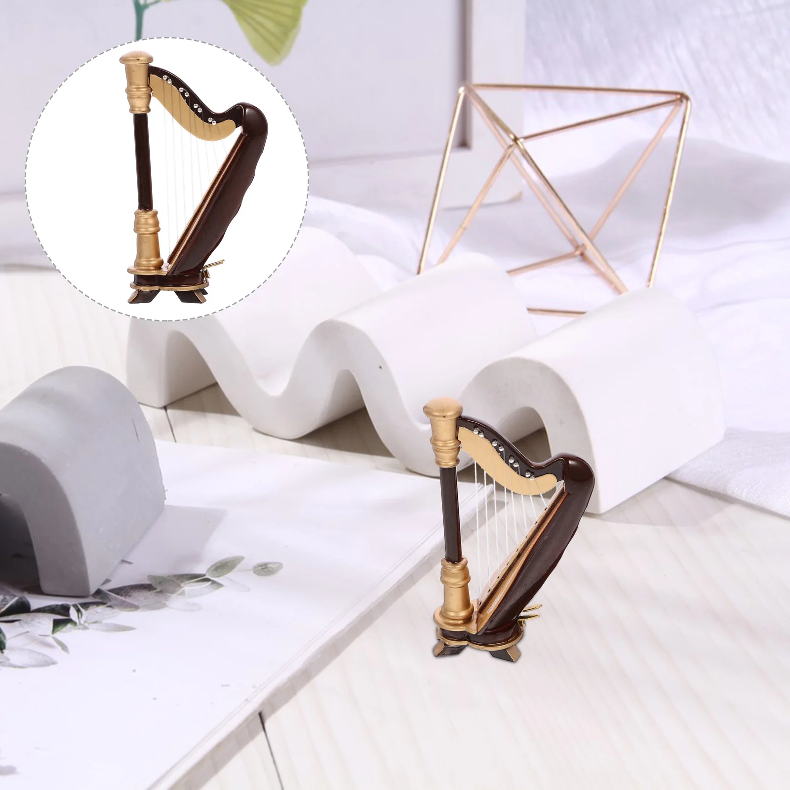 

Statue Mini Harp Child Children’s Toys Musical Instrument Ornaments Glue with Case Wooden