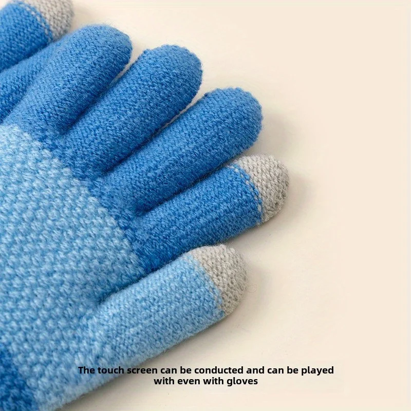 Guanti invernali touchscreen Guanti da dito unisex foderati in pile lavorato a maglia caldo per ragazzi e ragazze per la stagione fredda