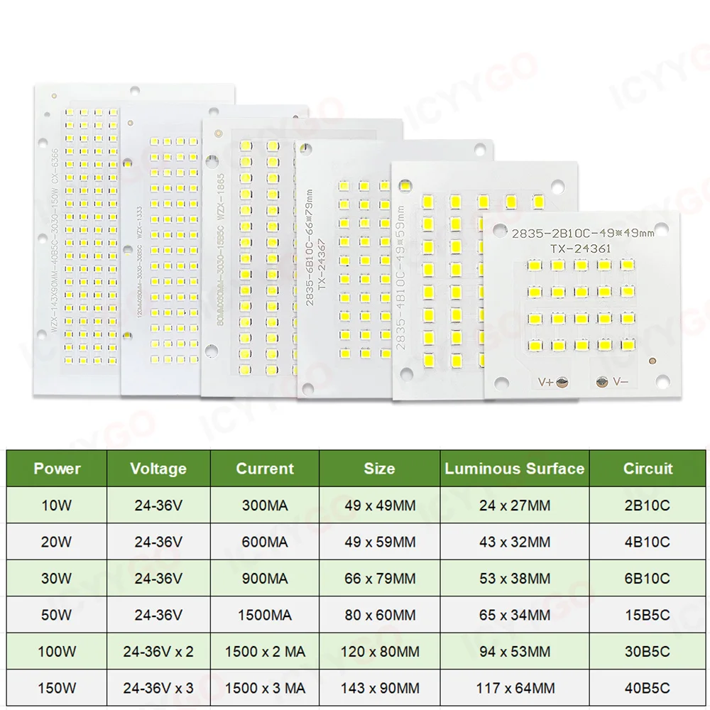 Imagem -02 - Chip de Led 10w 20 30 50 100 Led Smd 5730 Chip Pcb Dc3032v Led Cob Contas de Lâmpada Led Luz de Inundação Iluminação ao ar Livre Holofotes Diy