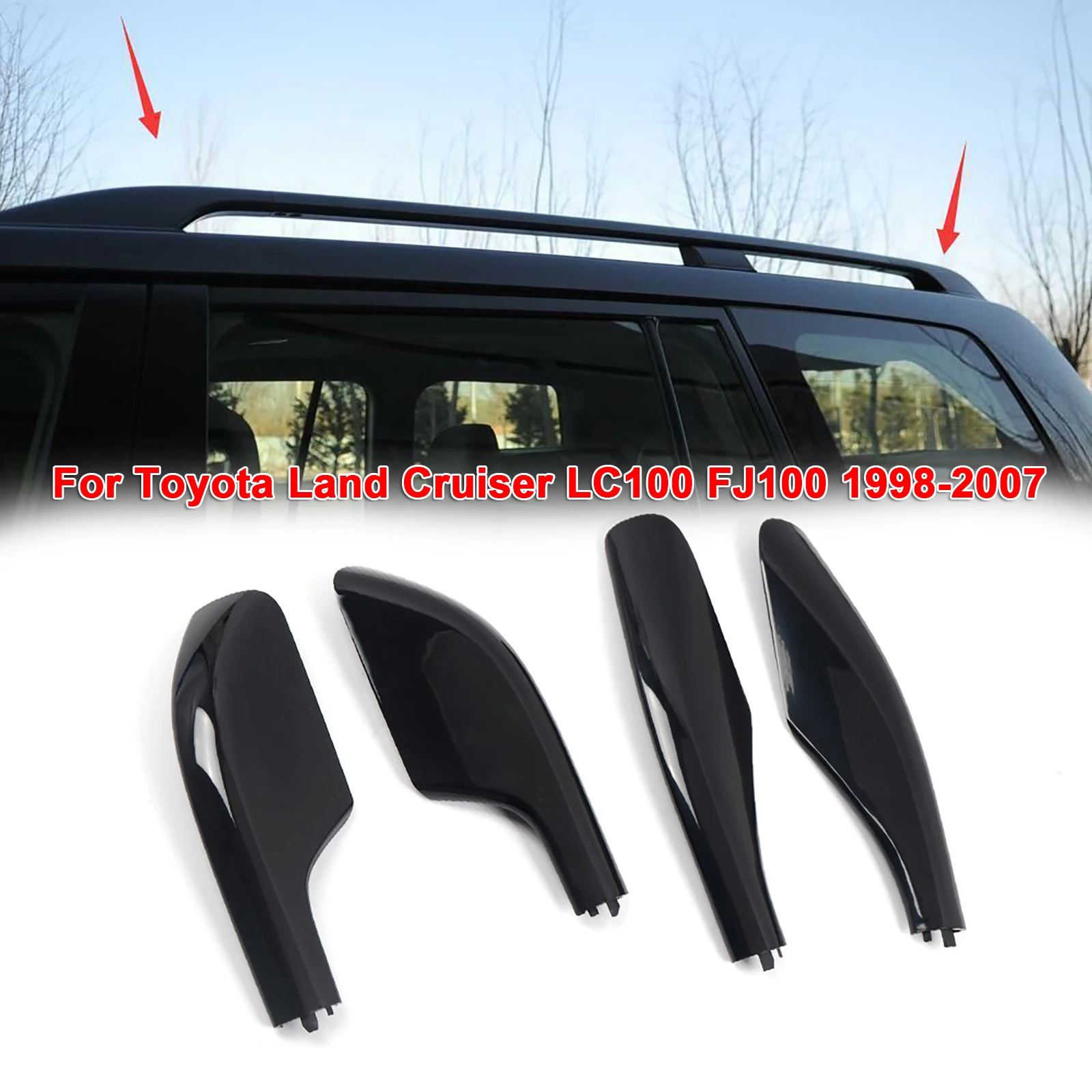 4PCS Car Roof Rack Rail End Cover Shell Cap Replacement Protective Case For Toyota Land Cruiser LC100 FJ100 1998-2007