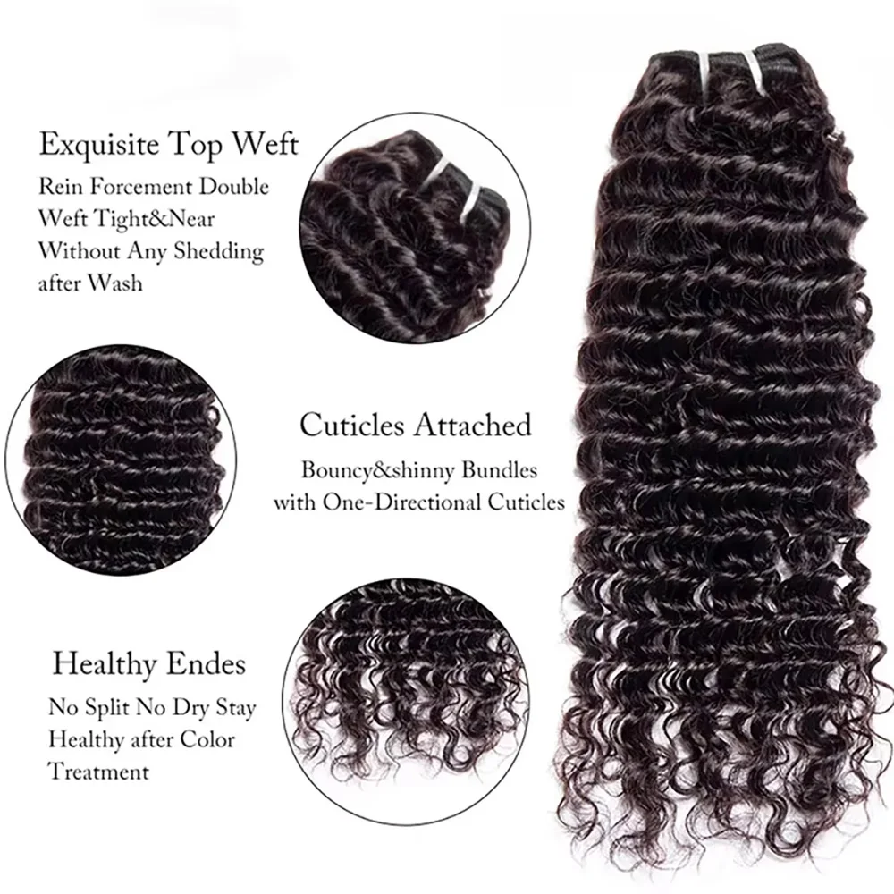 1/3/4 PCS Bundles 10-40 Inch Deep Wave Bundles Human Hair Extensions 100% Brazilian Human Hair Unprocessed Bundles For Women