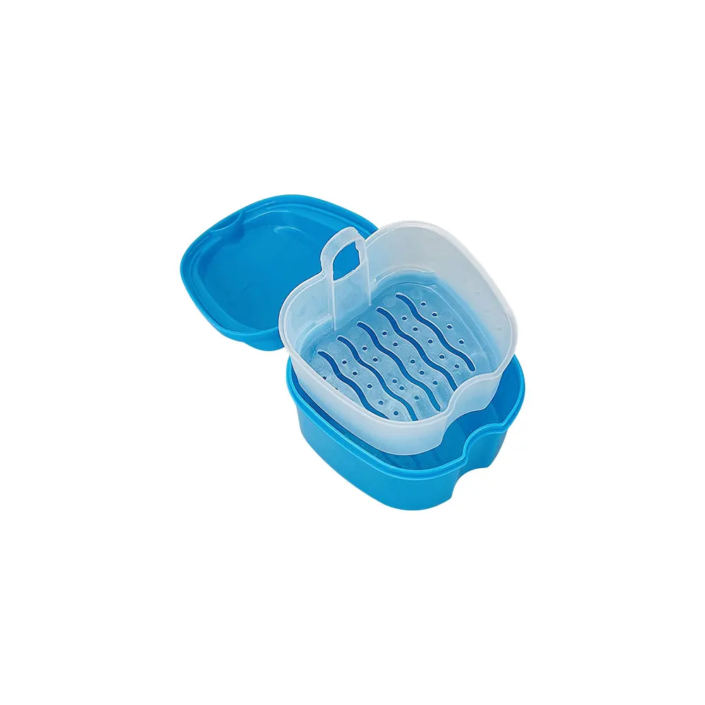 With Denture Brush Dental Bath Box Case False Teeth Mouth Guard Storage Plastic Container Oral Hygiene Orthodontic Supplies