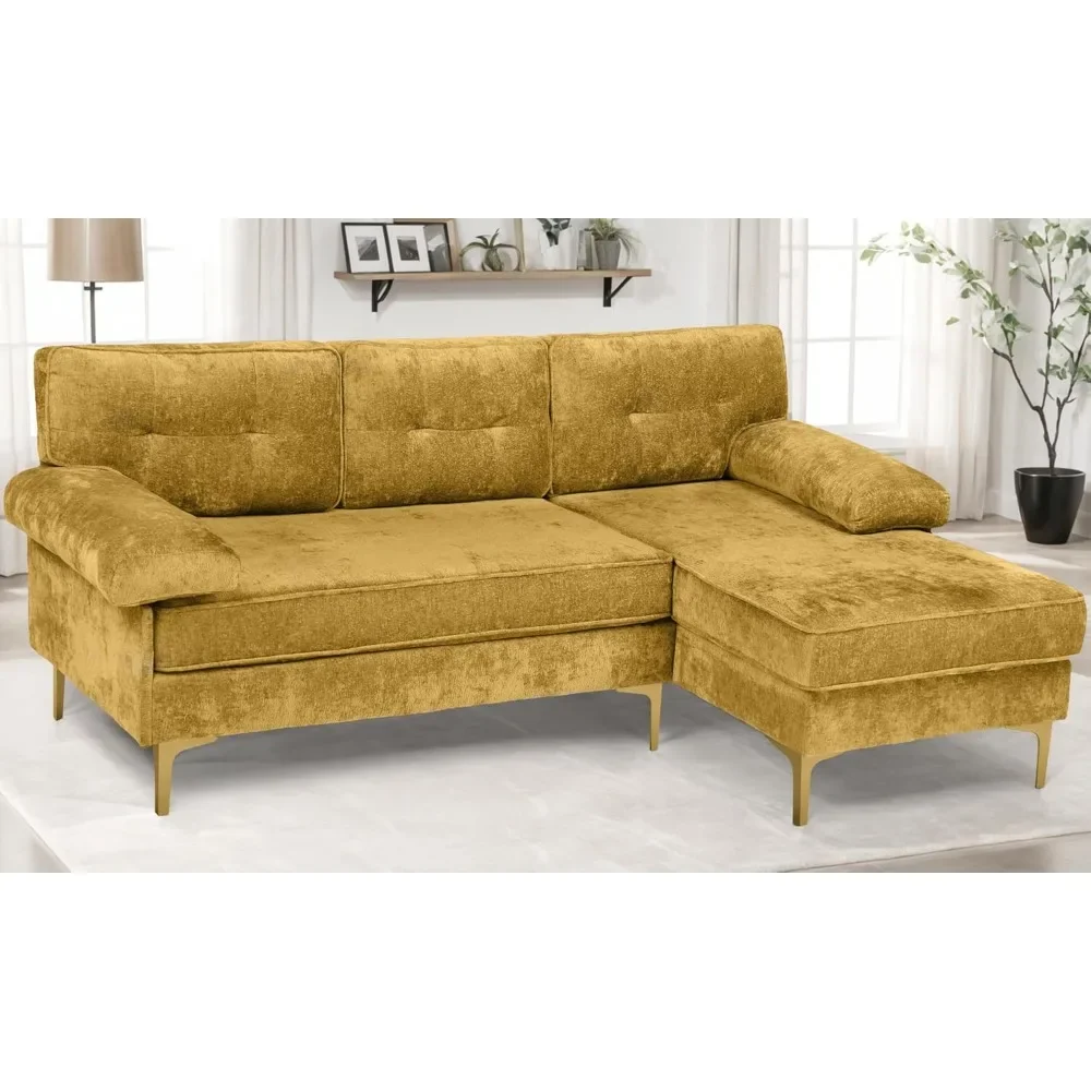 

Секционный диван, 3-местный удобный L-образный диван с двусторонним шезлонгом и пышными подлокотниками для гостиной квартиры