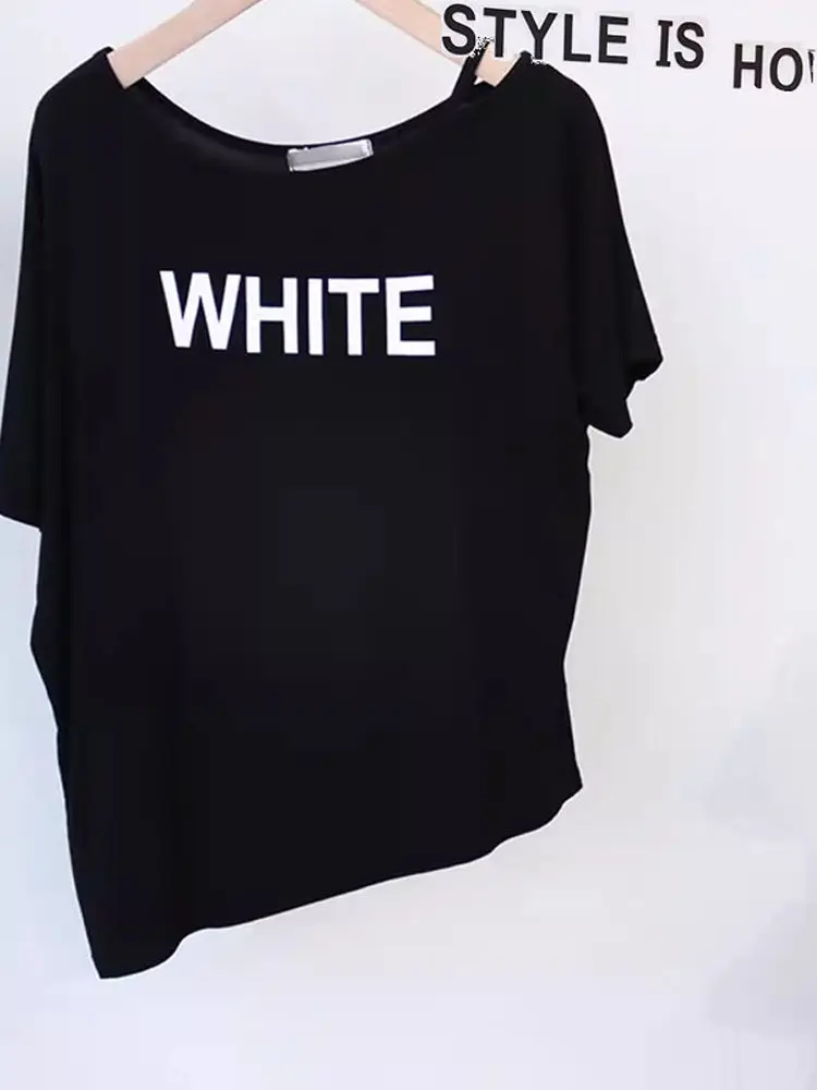 Off Shoulder T-Shirt Women'S Tank Tops Durable Oversized Ladies Korean Style Basic Unique Art Lace Up Solid Spring Versatile Ins