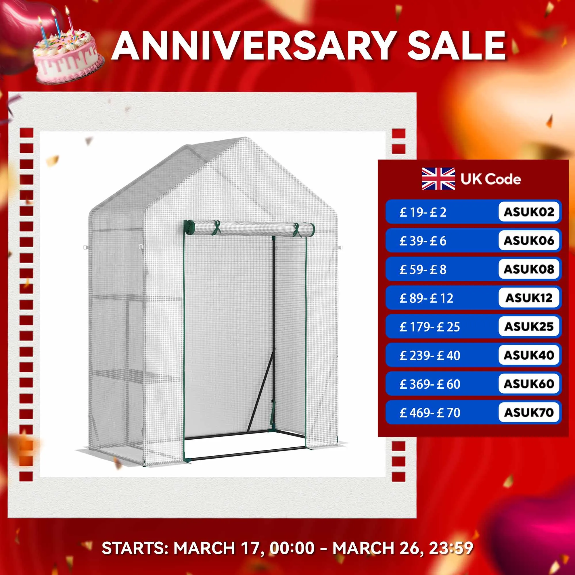 Greenhouse for Outdoor W/ 2 Tier Shelf Roll-Up Zippered Door PE Cover Green