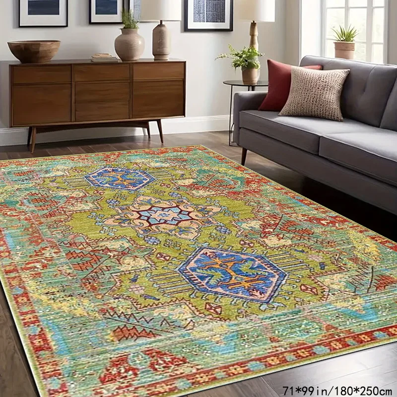 1pc Creative Ethnic Pattern Rug Made of Crystal Velvet with a Dot Plastic Bottom, Weighing 700G, Suitable for Christmas Decorati