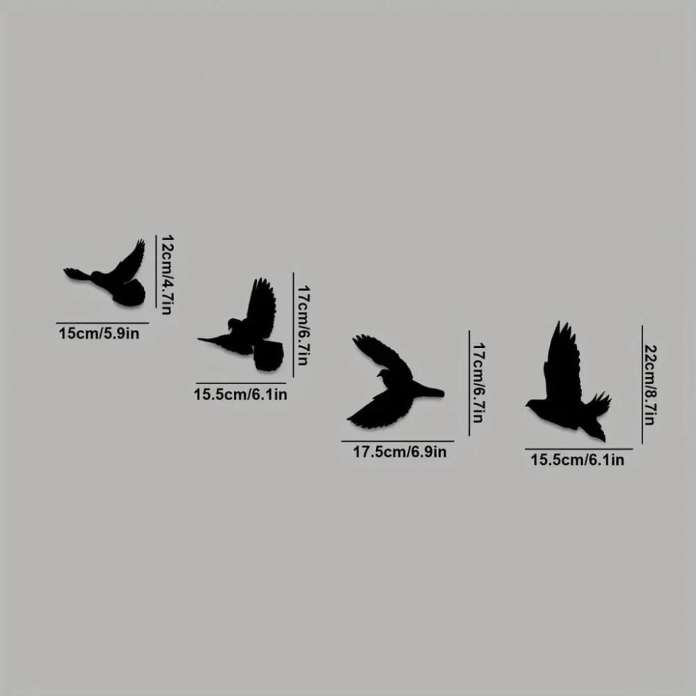 Black Birds Metal Wall Decor, 4pcs Black Birds Metal Wall Art Decorative Metal Wall Art Decor Hanging Wall Art，Wall Sticker