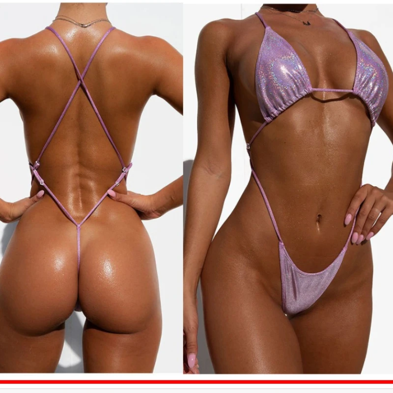 Sexy Backless Micro Bikini Set Women\'s Swimsuits Bandage Push Up Bikinis Brazilian Mini Swimwear Bathing Suit Beach back tanning