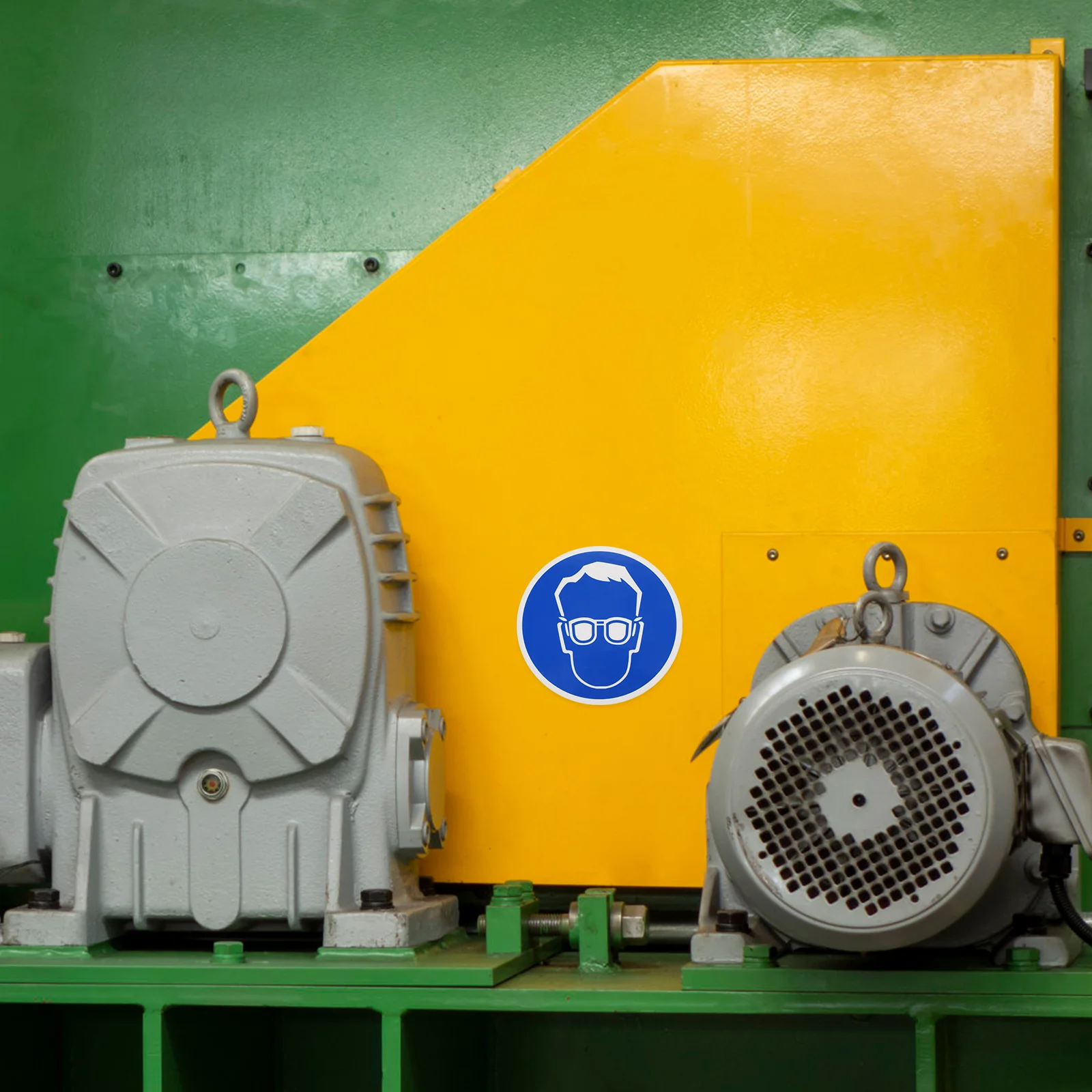 2Pcs Wear Protective Goggles Sign Self Adhesive Safety Stickers Industrial Protection Label Wear Protective Goggles Sign