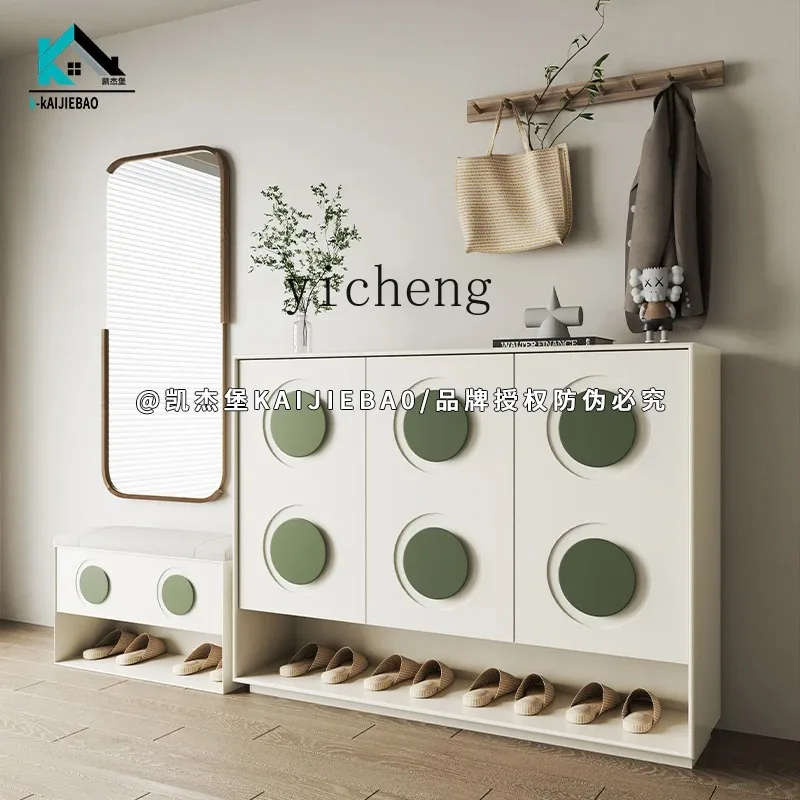 Zz Shoe Cabinet Entrance Door Entrance Living Room Household Cream Wind Storage High-end Sense Against The Wall SolidD24