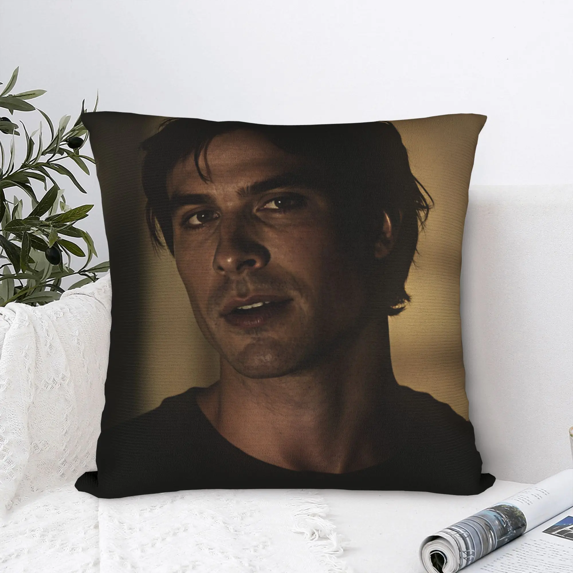 VIKAMA Vampire Diaries Damon Portrait Pillow Case  Comfy Pillow Cover For Living Room Chair Cute Funny Pillowcases