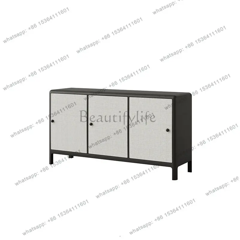 Nordic simple three-door dining side cabinet ash wood living room storage small apartment minimalist style
