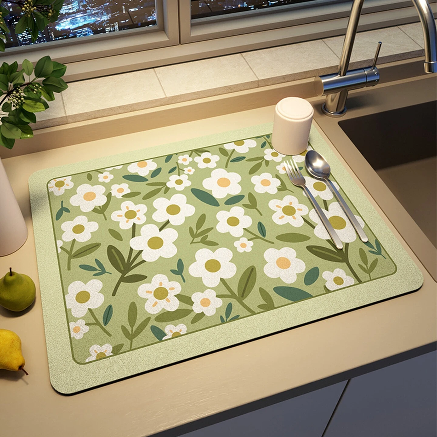 Extra Premium Sturdy Kitchen Countertop Drip Dry Mat, Absorbent Washable Heat Insulation Pad for Dishes, Cups, Bar Tables