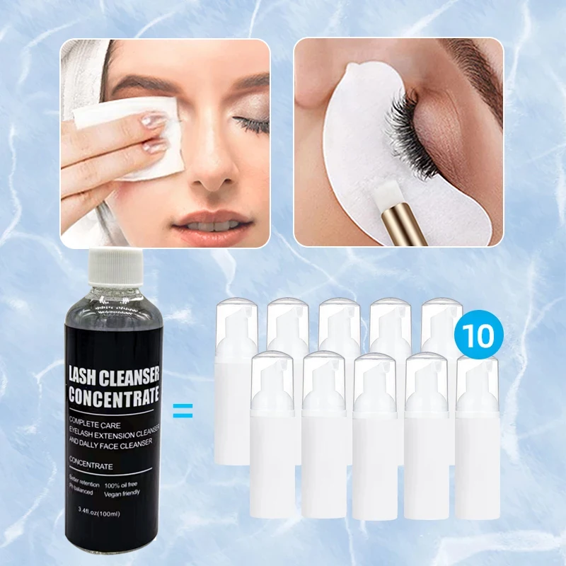 Eyelash Extension Shampoo Concentrate Kit 100ml Lash Bath Foam Cleanser Mousse Friendly For Daily Face lash cleanser concentrate