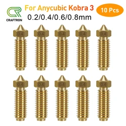 High Flow Anycubic Kobra 3 0.2/0.4/0.6/0.8mm Nozzle Upgraded Hotend Extruder Brass Nozzles 3D Printer Parts Volcano Nozzles
