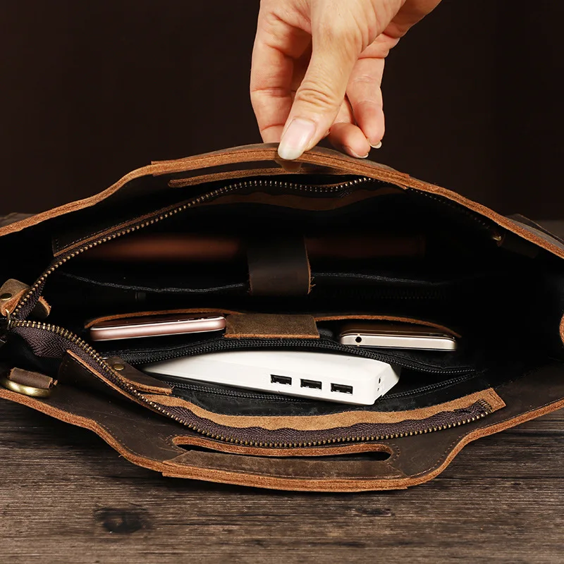 Newsbirds Valigetta nera in pelle spessa per uomo Borsa per documenti da uomo Busienss Borsa formato A4 Valigetta sottile Borsa a tracolla da uomo