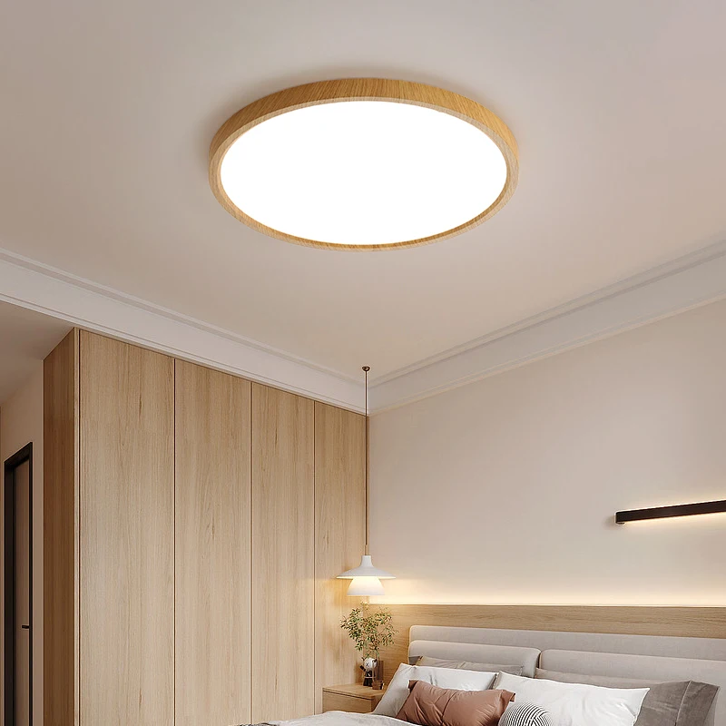 Full Spectrum Eye Protection Ceiling Lamp Japanese-style Simple Bedroom Ultra-thin Walnut Room Nordic Balcony Aisle Study Lamp