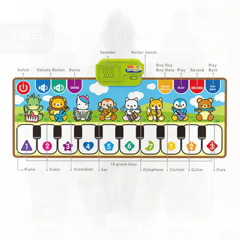 Children's Electronic Keyboard Blanket Animal Cartoon Early Education Musical Instrument Toy Multi-Functional Music Learning Mat