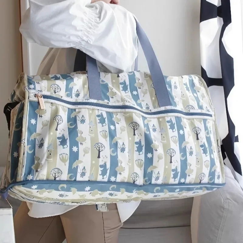 Cartoon M-Moomins Foldable Travel Duffel Bag Large Capacity Clothes Organizer Pouch Portable Handheld Crossbody Luggage Storage view 5