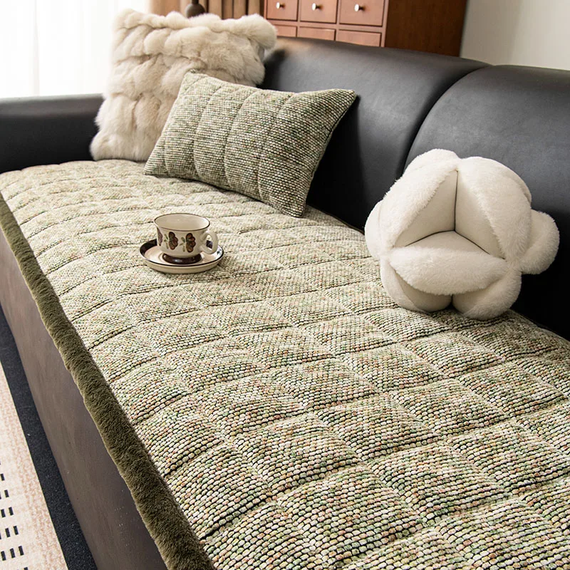 New Thickened Chenille Straight Sofa Cushion Soft Quilting All Seasons Sofa Protector Comfortable Anti-Scratch Home Accessories