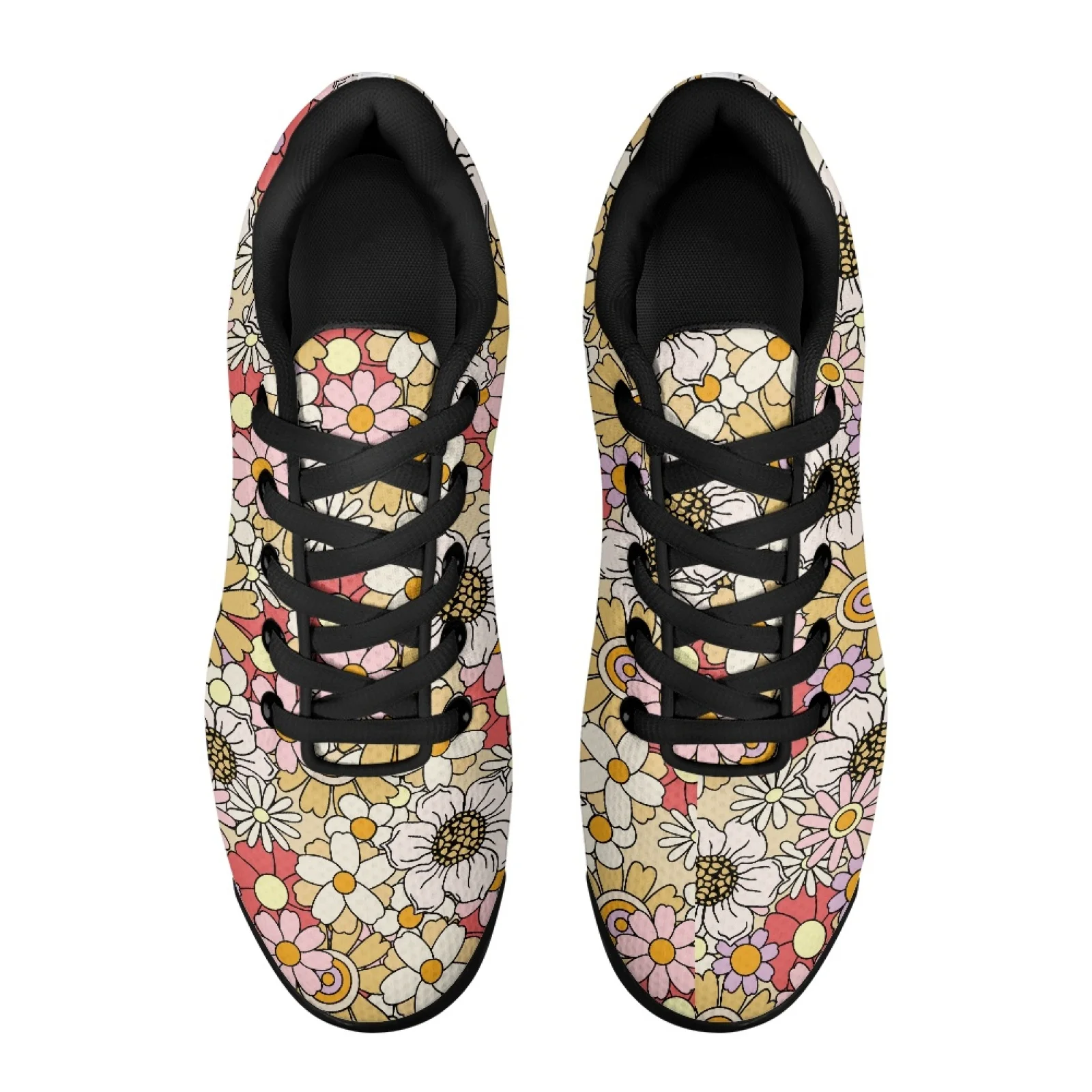 PENSTROLL Air Cushion Mesh Shoes Platform Modern Tennis Basketball Shoes for Camping Men Floral Print