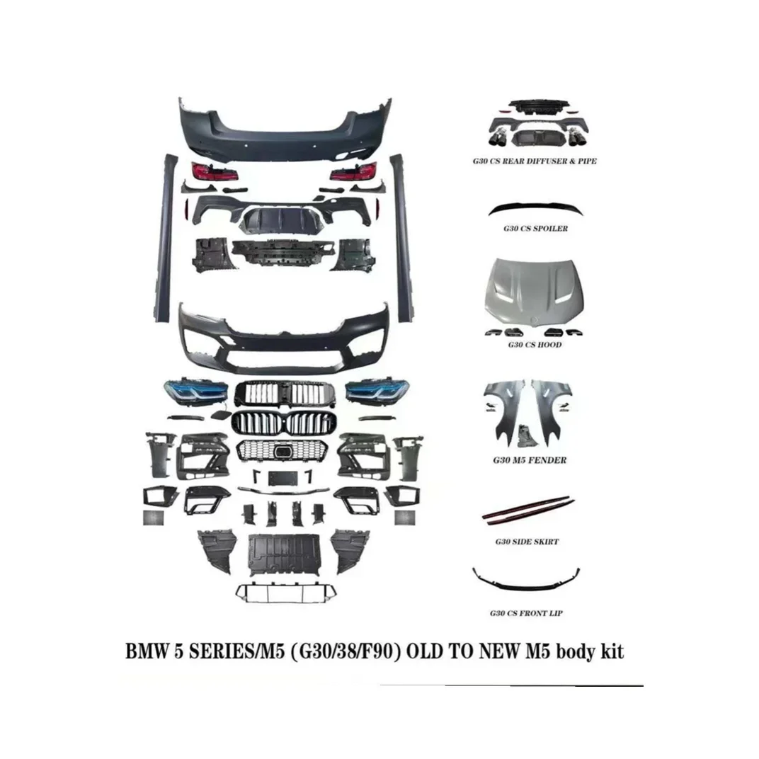 pp material wide  car body kit for BMW 5 series (G30/38) upgrade to M5 CS with front rear bumper complete with grille