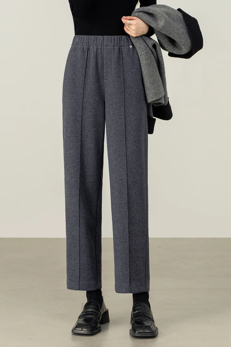 SENTUBILA Acetate Wool Blend Women's Pant 2026 Winter Harem Trousers Elastic Waist Slim Casual Versatile Bottoms 154K58798