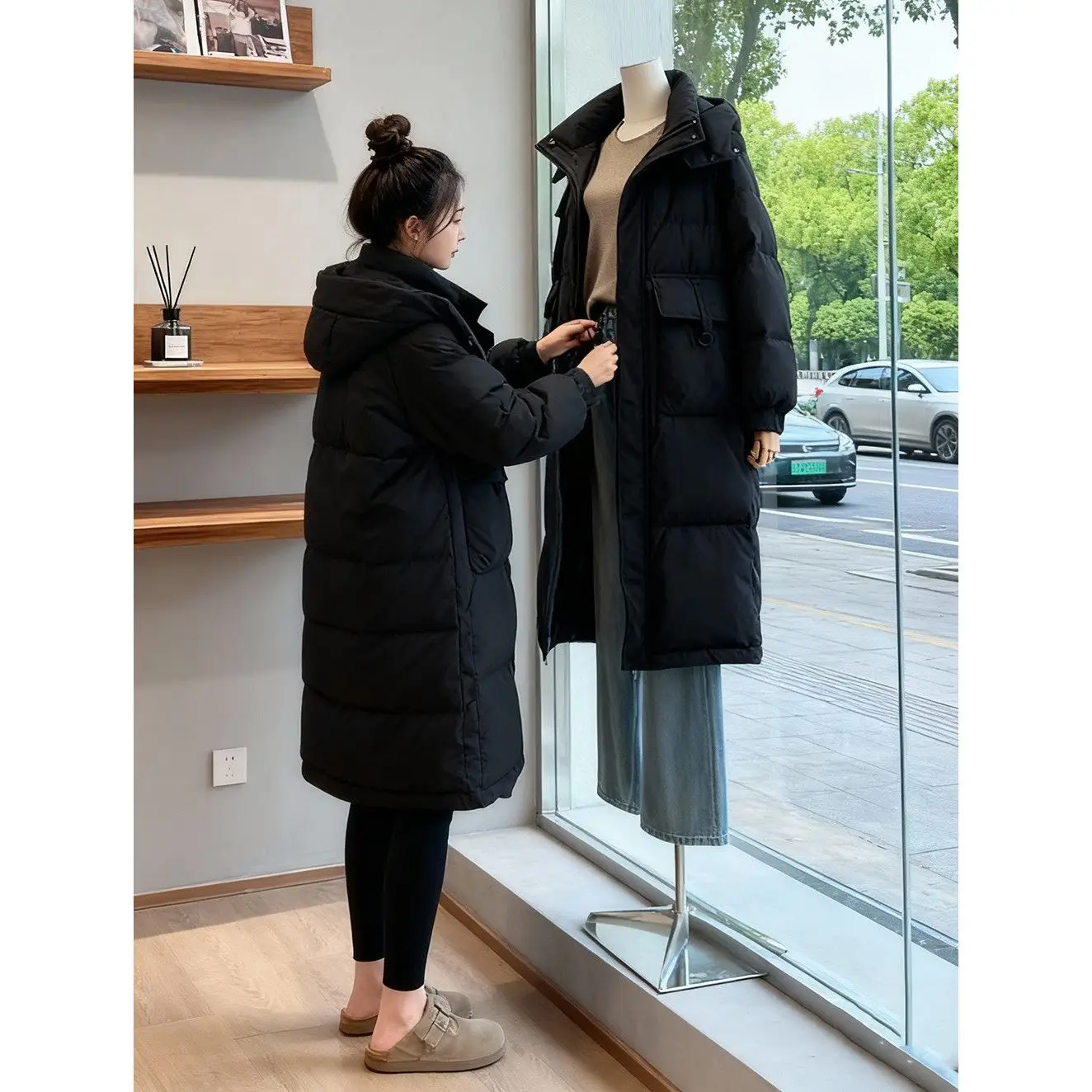 

Women's down Cotton Jaet Mid-Length Loose Fit Thi Warm Outerwear Korean Sle Winter 2025 New Collection
