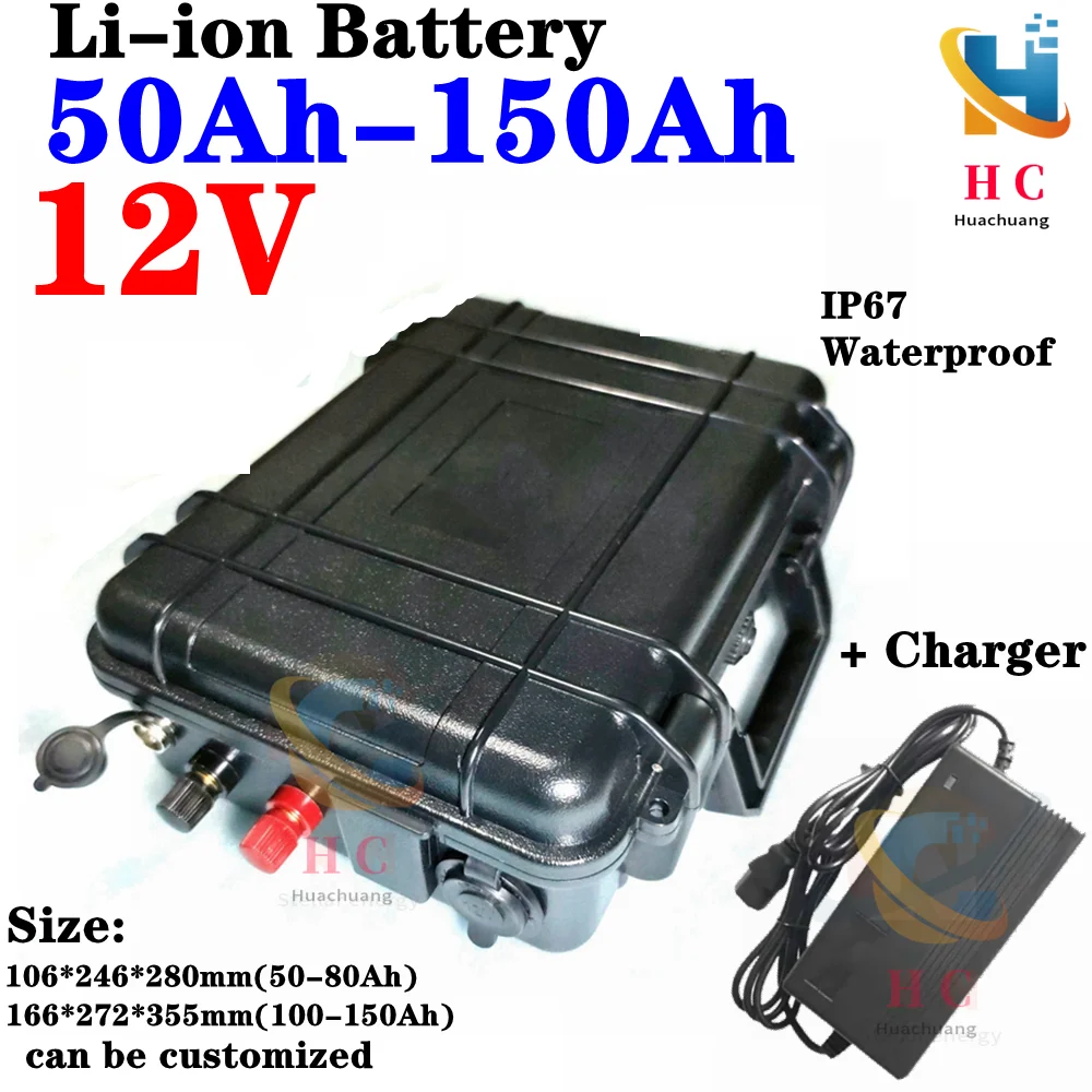 12V 100Ah 150Ah 120Ah 80Ah 60Ah 50Ah Lithium Li Ion Battery Pack For Propeller Golf Cart Fishing Finder Boats+Charger