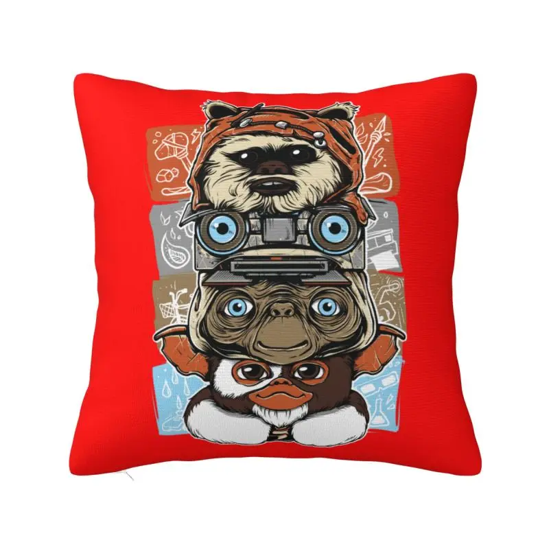 Custom 80s Horror Christmase Movie Lcon Throw Pillow Case Gremlins Gizmo Monster Gremlin Film Modern Cushion Cover Velvet