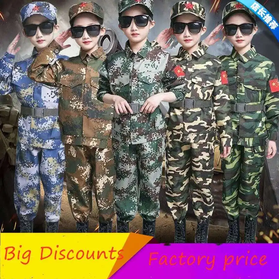 Boys girls Military Training Uniforms Children Combat Tactical Camouflage Summer Camp Party Costumes Kids Halloween Army Suits view 3