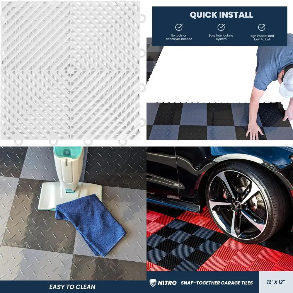 بلاط جراج متشابك من البلاستيك مقاس 12 × 12 غير قابل للانزلاق لسهولة التركيب والتنظيم معًا #1