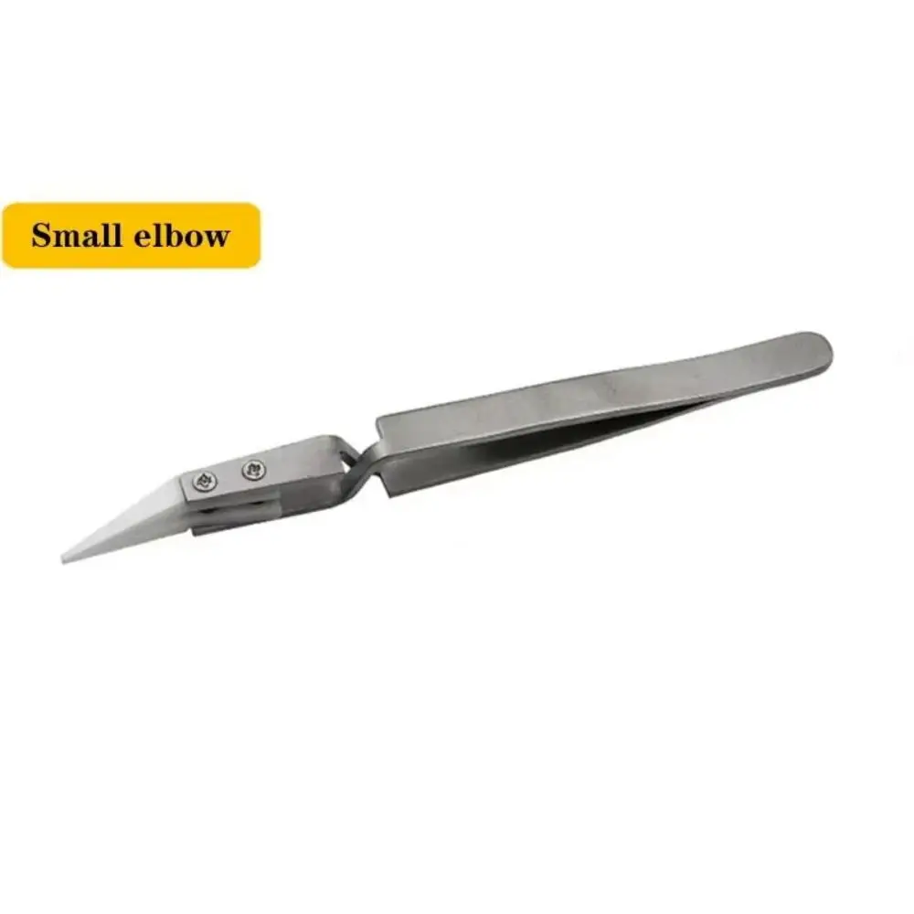 3 PCS Straight Tip Soldering Tweezers Reverse Soldering Ceramic Tweezer Precision Chuck Elbow Anti-Static Tweezers Repair