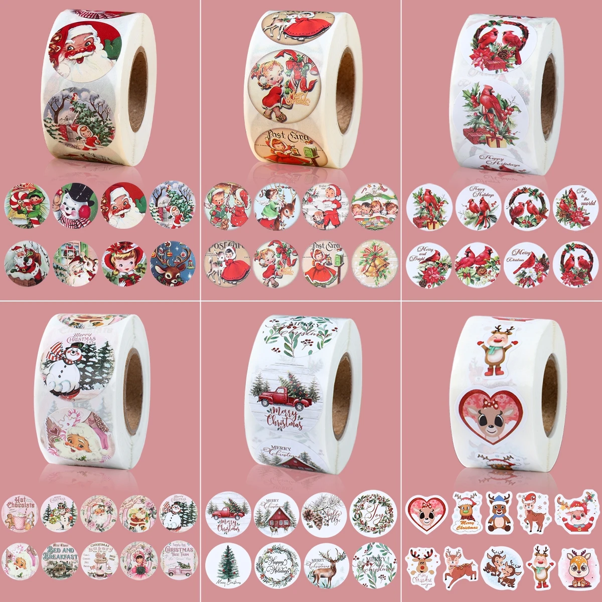 Christmas Santa Claus Round Stickers Navidad Natal Noel Snowman Stickers Merry Christmas Decorations For Home 2024 New Year 2025