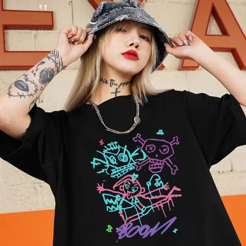 

Jinx Arcane Monkey T-Shirt Anime Role Play T-Shirt Women's Aesthetic Print Summer Streetwear Harajuku Fan Gift