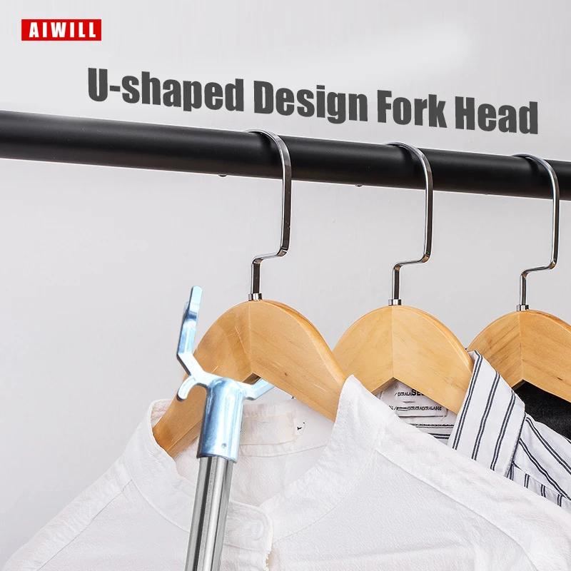 AIWILL Closet Hook Pole Clothes Picking Rod Take Clothes Drying Dressing Reacher Stick Clothesline Reaching Clothing Reach Pole