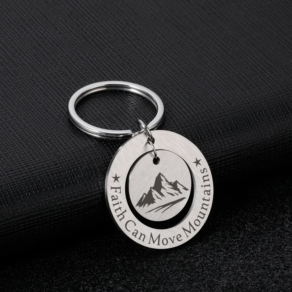 Bible Verse Inspirational Keychain Faith Can Move Mountains Key Chain for Friends Son Daughter Religious Birthday Christmas Gift