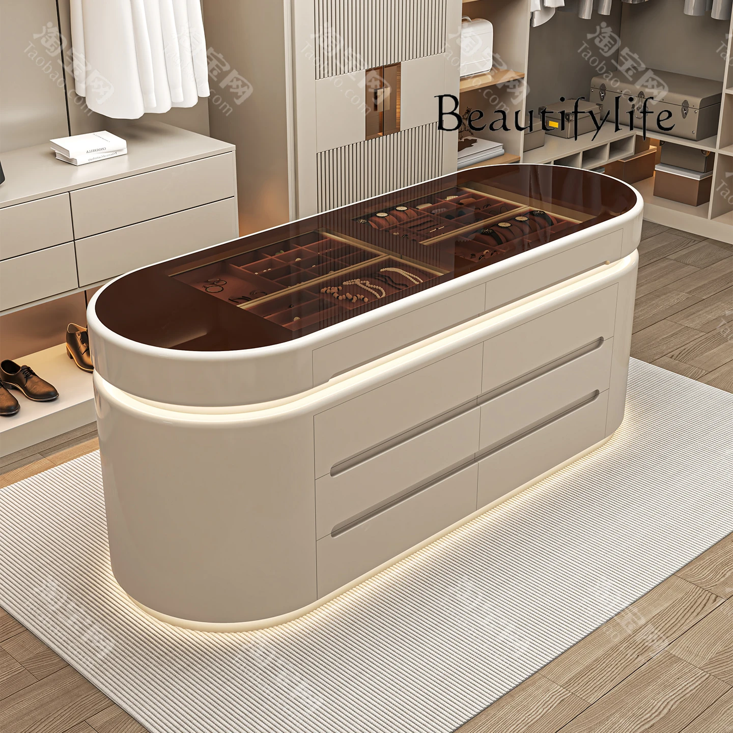 High-end light luxury bedroom chest, solid wood jewelry, jewelry storage cabinet, household floor-to-ceiling Nakajima Taiwan