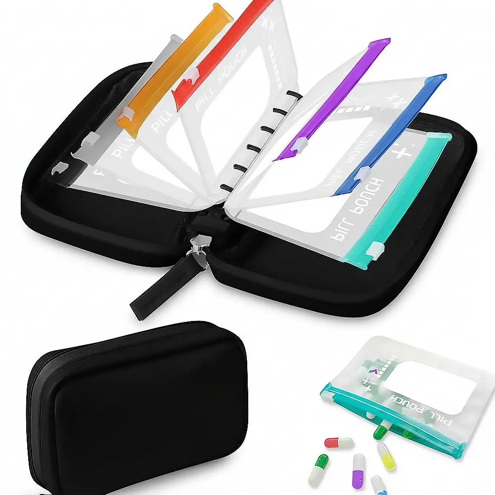 Pillenorganizer-Etui Wasserdichte Pillentaschen, Farbcodiertes Wiederverwendbares Reise-Pillenaufbewahrungssystem Wöchentlicher Medikamentenorganizer – Detail 6