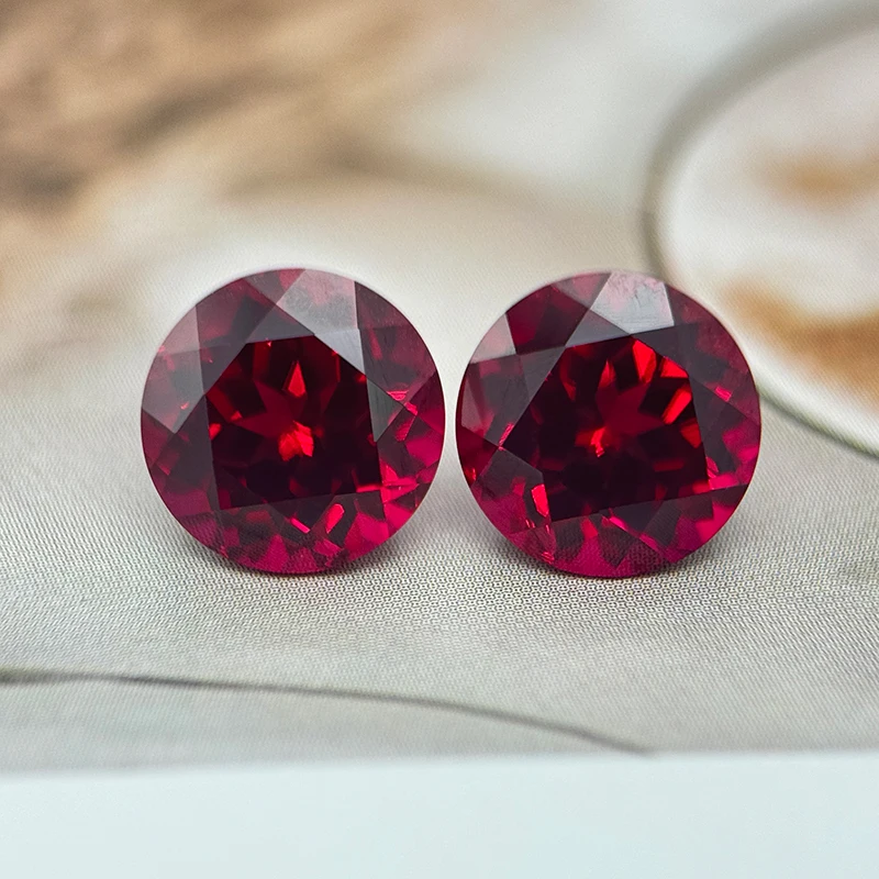 Laborgezüchteter Rubin in Taubenblutrot, runde Form, Charm-Perlen für DIY-Schmuckherstellung, Ringmaterialien, mit Zertifikat – Detail 12