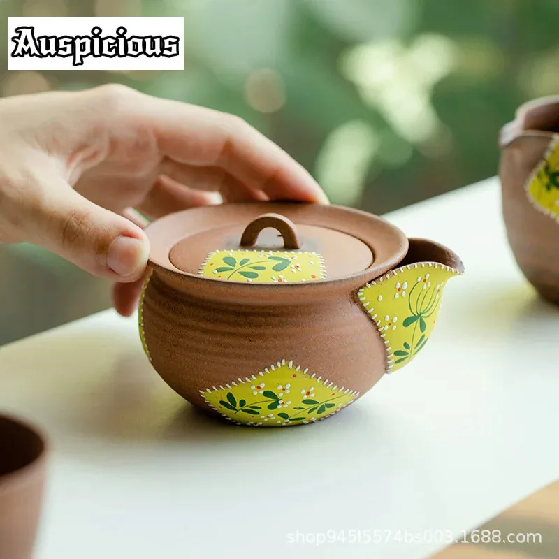

150ml Retro Old Rock Mud Aquarius Hand Grab Pot Teapot Creative Pot Tea Brewing Kettle with Strainer Tea Services Collection