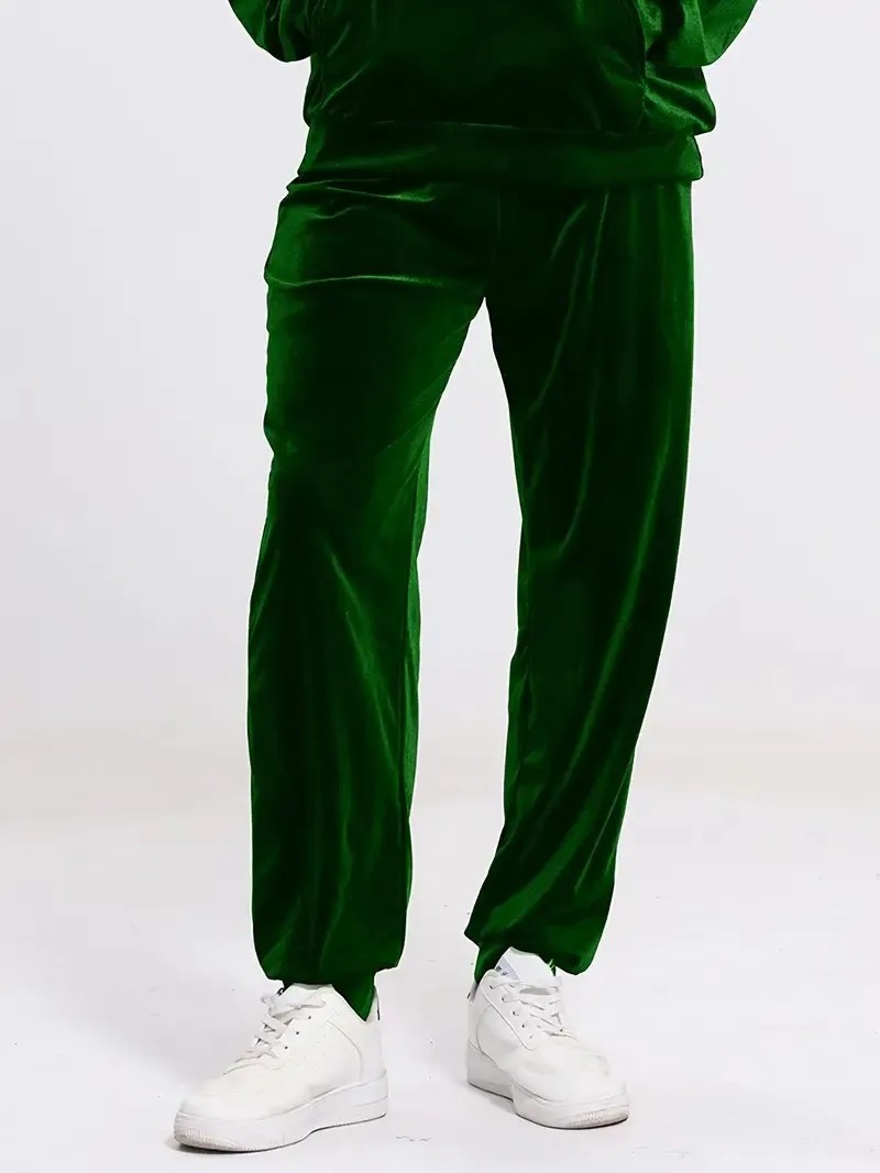 Herren-Trainingsanzug aus Samt in Goldoptik mit Reißverschluss-Hoodie, elastischen Bündchen und Jogginghose, Frühling/Herbst, europäisch-amerikanischer Casual-Stil, zweiteiliges Outfit – Detail 24