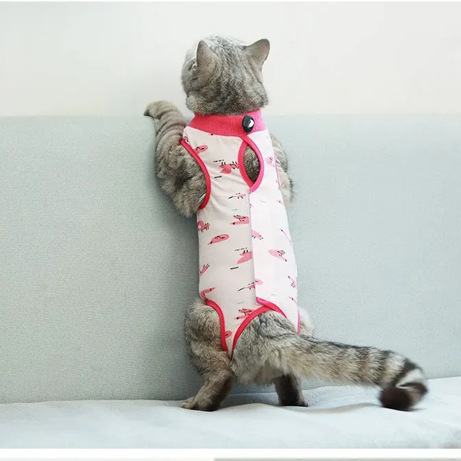Pet Post-operative Recovery Clothing Cute Printed Post-Surgery Recovery Suit for Dogs Cats Pet Clothes Pet Supplies