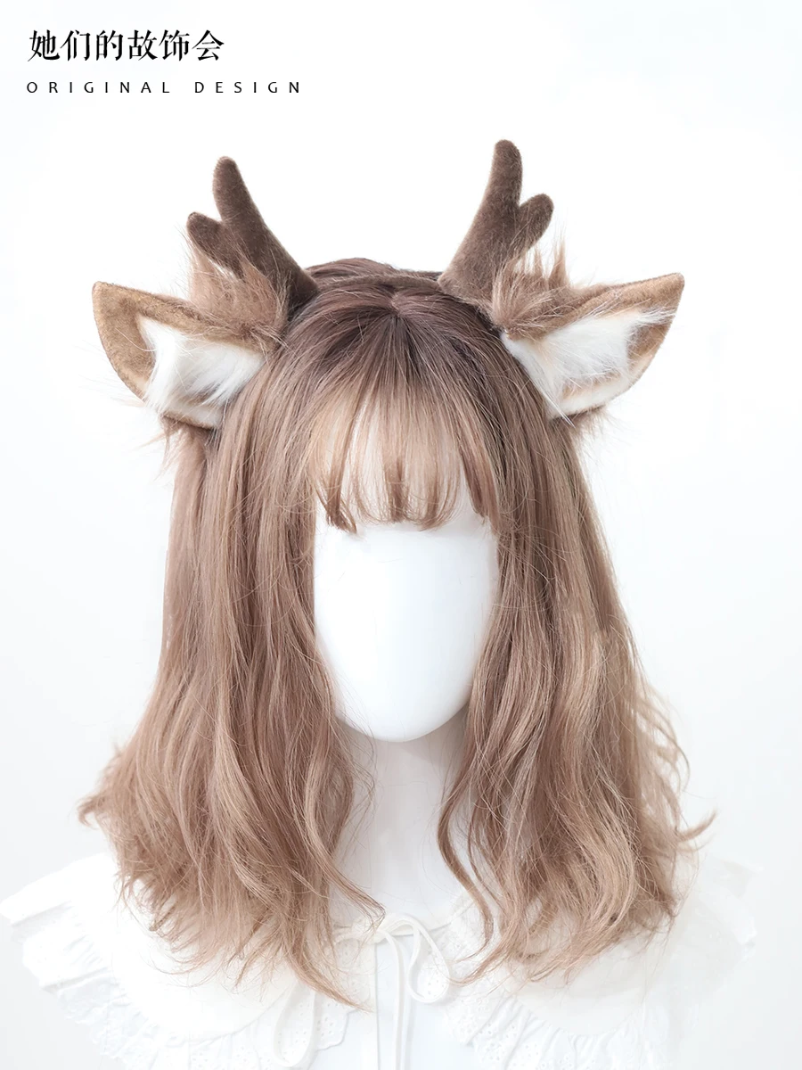 Girls Anime Headband Plush Beast Ear deer Ears Hairband Cosplay Costume Party Headdress Halloween Party Hair Accessories