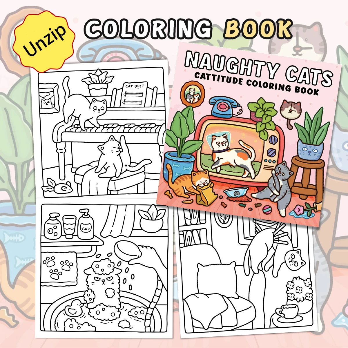 Garden Adventures Coloring Books, Lively Scenes, Easy Coloring, For Home Parent - Child DIY, Relax, Unwind, Boost Creativity